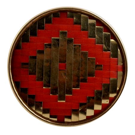 Round Red Orange Metal and Wooden Dresser Knobs